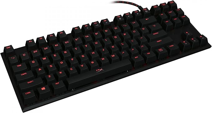 HyperX USB Alloy FPS Pro - Tenkeyless Mechanical Gaming Keyboard - 87-Key, Ultra-Compact Form Factor - Linear & Quiet - Cherry MX Red - Red LED Backlit (HX-KB4RD1-US/R1)