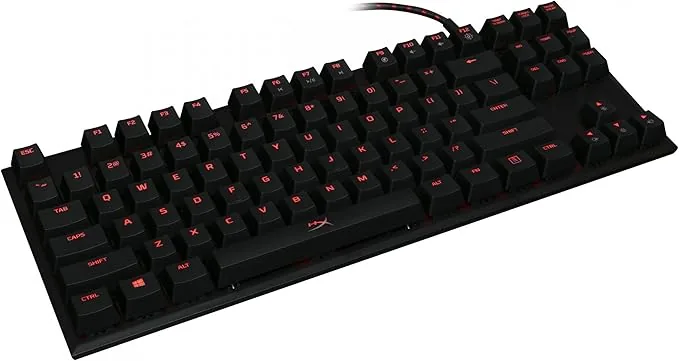 HyperX USB Alloy FPS Pro - Tenkeyless Mechanical Gaming Keyboard - 87-Key, Ultra-Compact Form Factor - Linear & Quiet - Cherry MX Red - Red LED Backlit (HX-KB4RD1-US/R1)