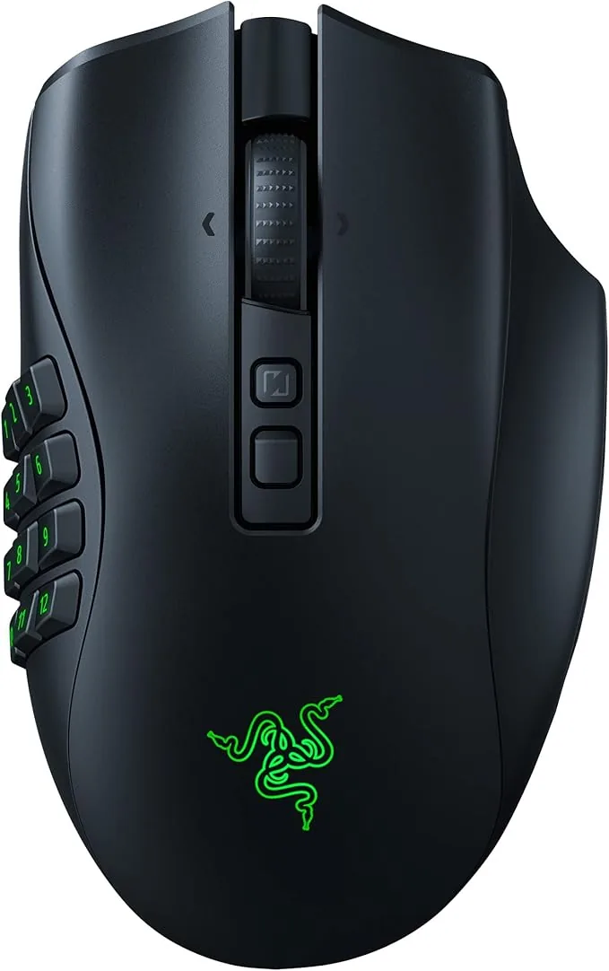 Razer Naga V2 Pro Wireless MMO Gaming Mouse: 19+1 Programmable Buttons w/Swappable Side Plates - HyperScroll Pro Wheel - Focus Pro 30K Optical Sensor - Optical Mouse Switches Gen-3-300 Hr Battery